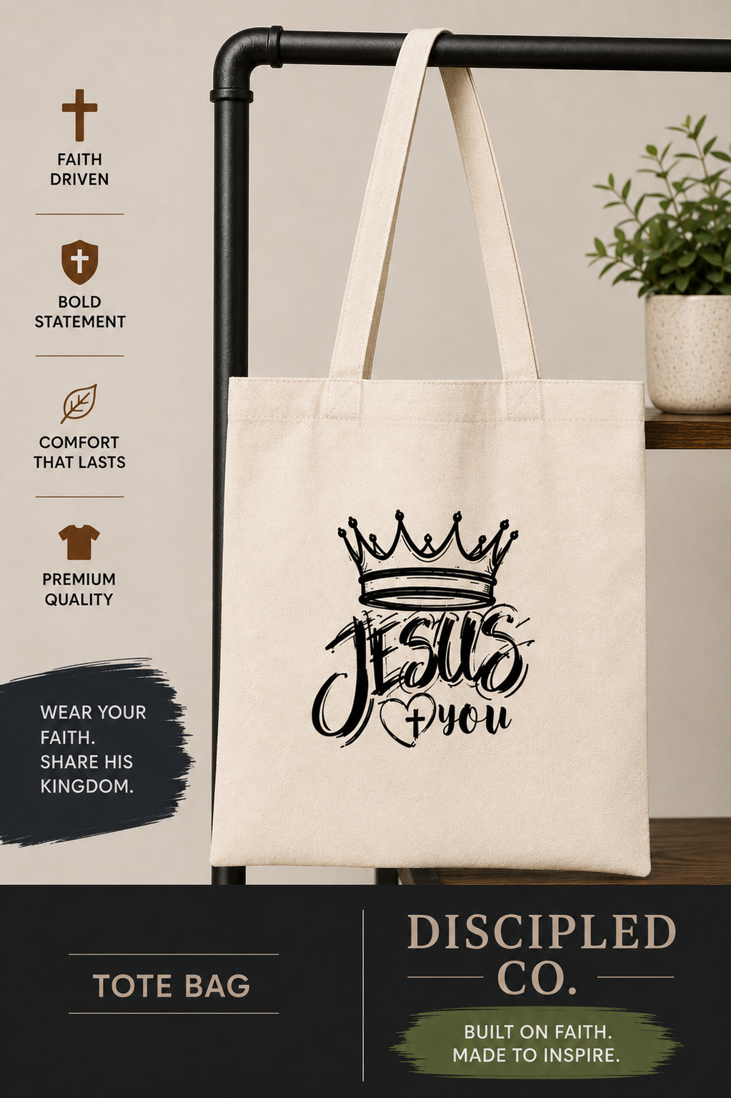 KING JESUS LOVES YOU - TOTE BAG